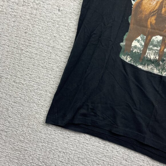 Vintage Hunting T-shirt Wanted Moose Graphic Tee Men Sz M Black Forest Camp - Picture 5 of 14